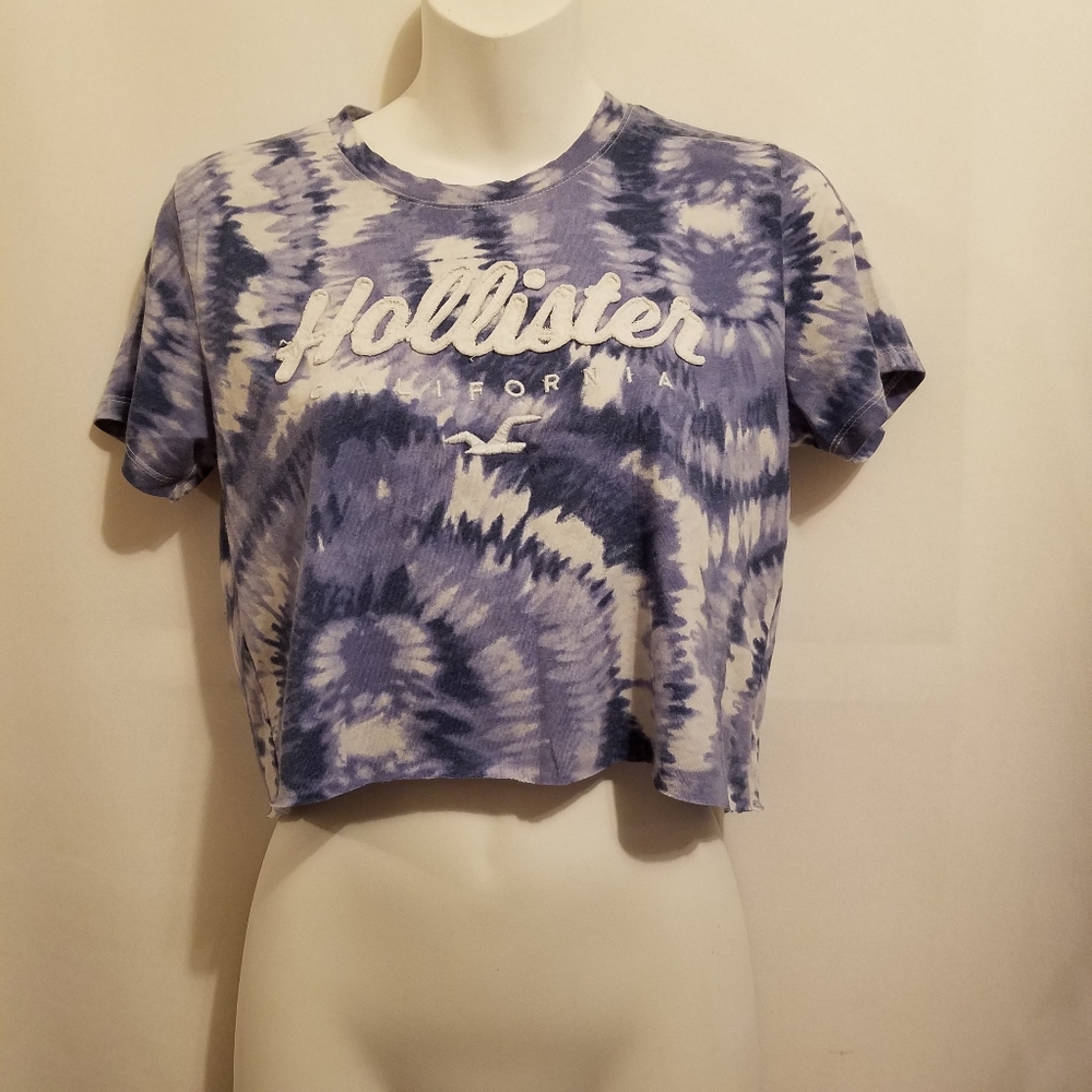 HOLLISTER TIE-DYE RAW HEM CROP TOP